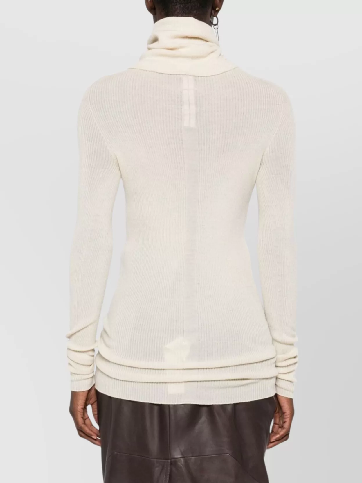Rick Owens Ribbed Wool Turtleneck Sweater With Seam Detail In Multi