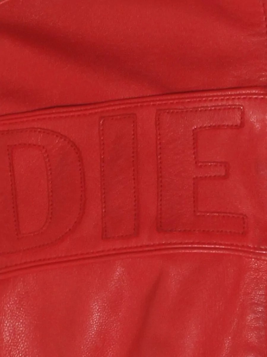 Diesel Leather Jacket Contrast Panels Stand Collar