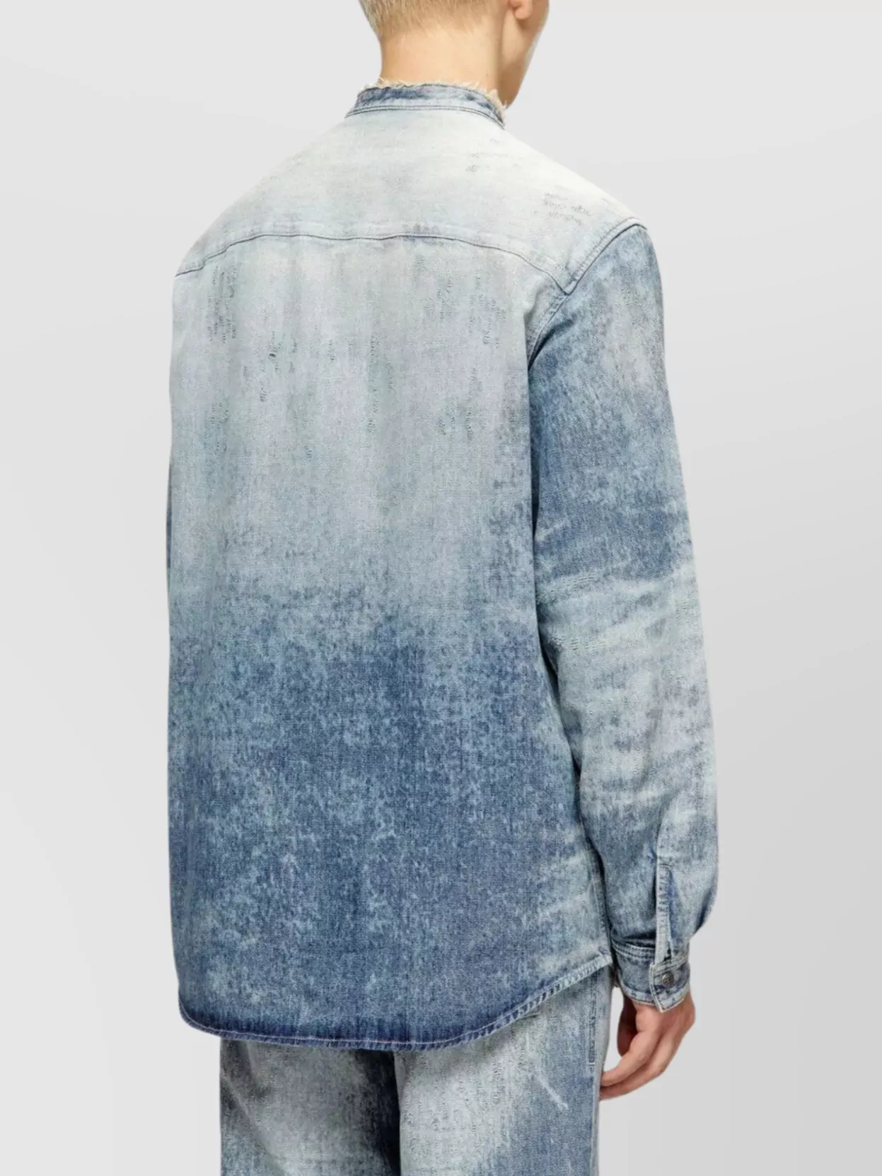 Diesel Denim Long Sleeve Shirt With Mandarin Collar