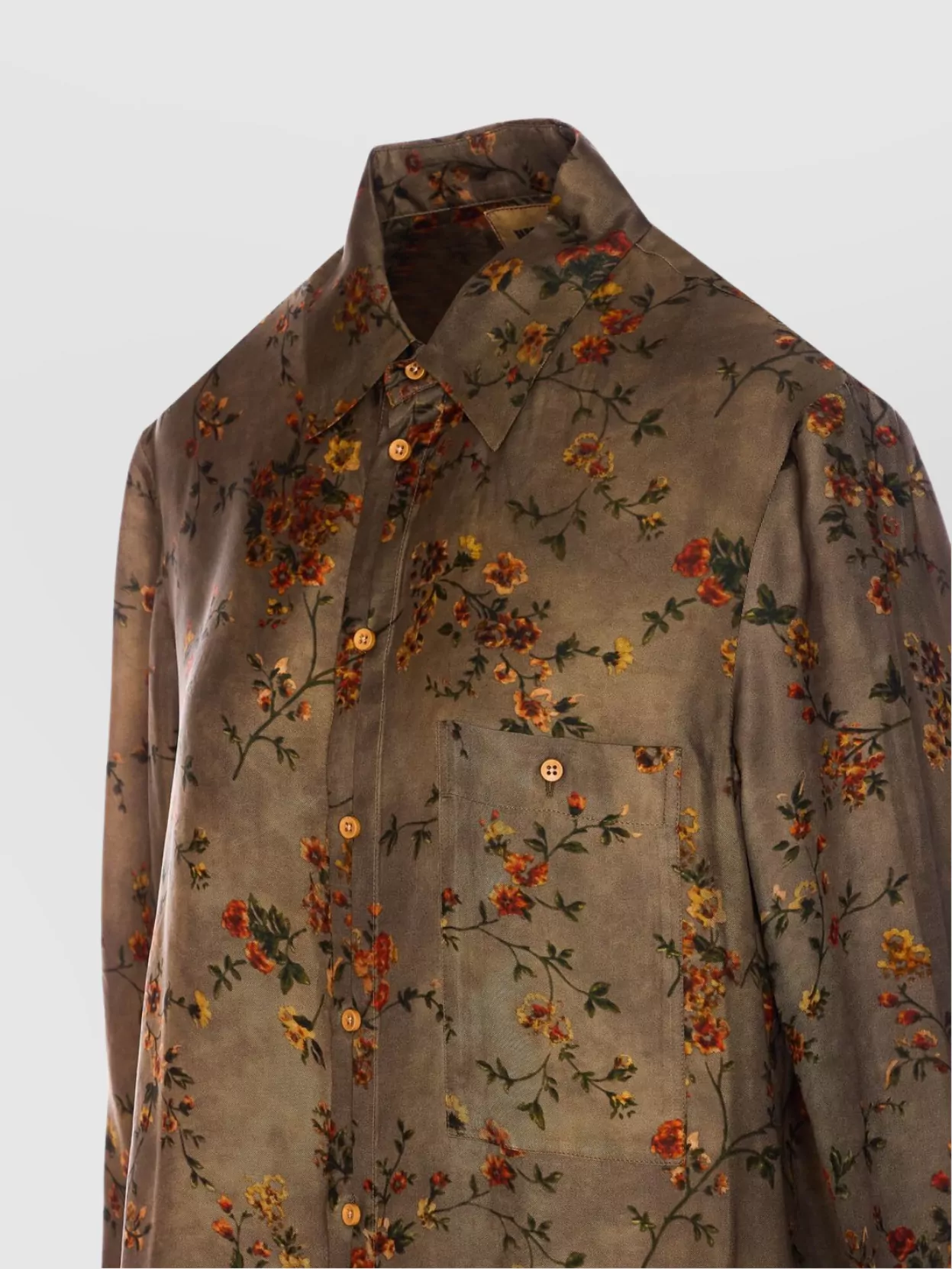 Uma Wang Floral Print Long Sleeve Top With Pocket