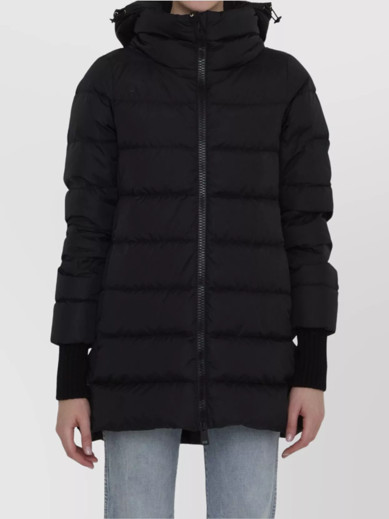 Herno Long Length Quilted Puffer Jacket In Black