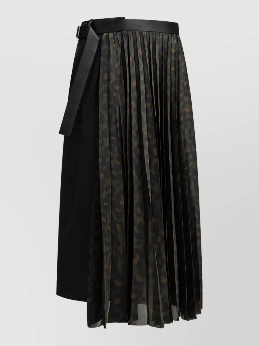 Sacai leopard-print pleated midi skirt