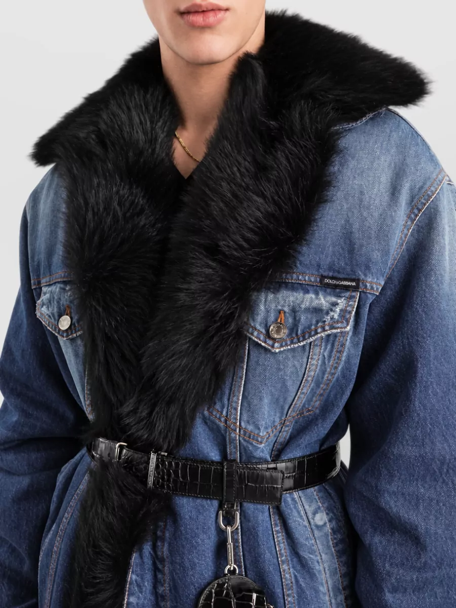 Dolce&Gabbana Cotton Faux Fur Trim Denim Jacket