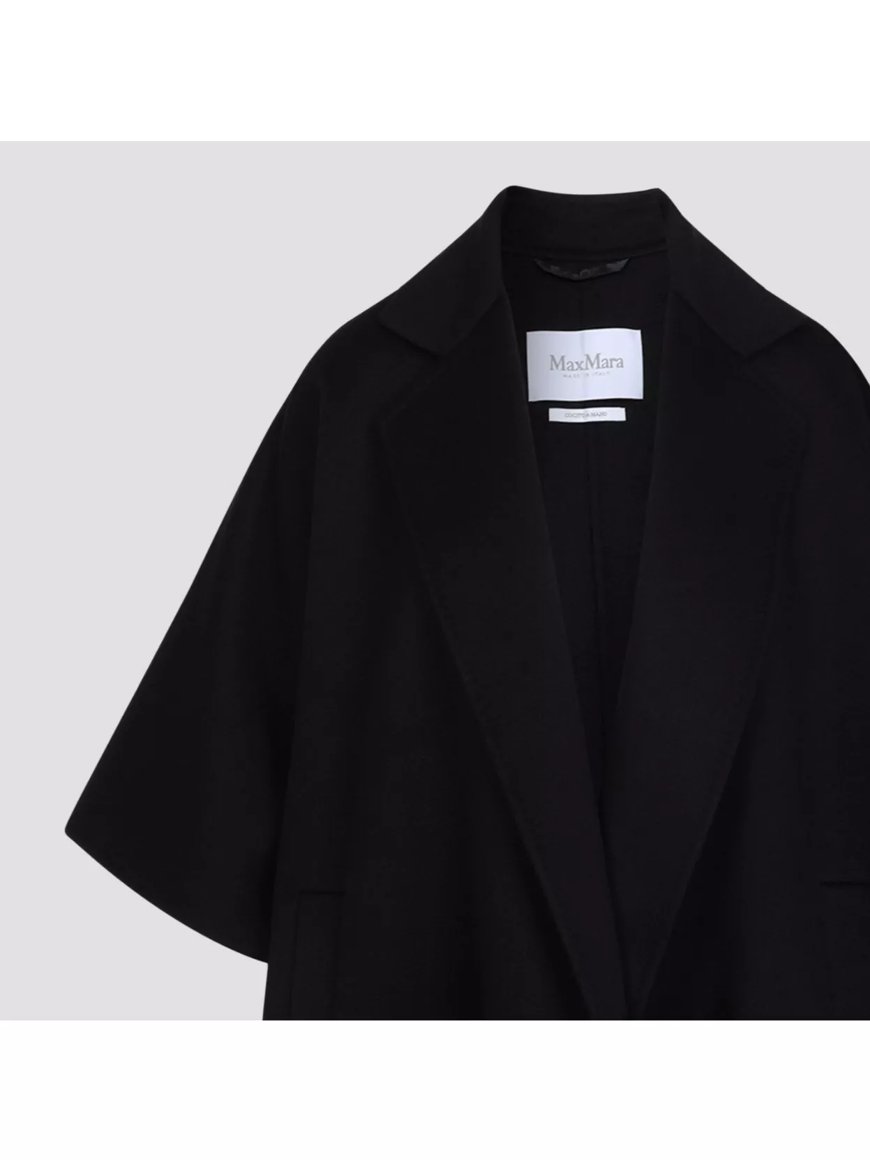 Shop Max Mara Camel Wool Cape Coat With Notched Lapels In Black
