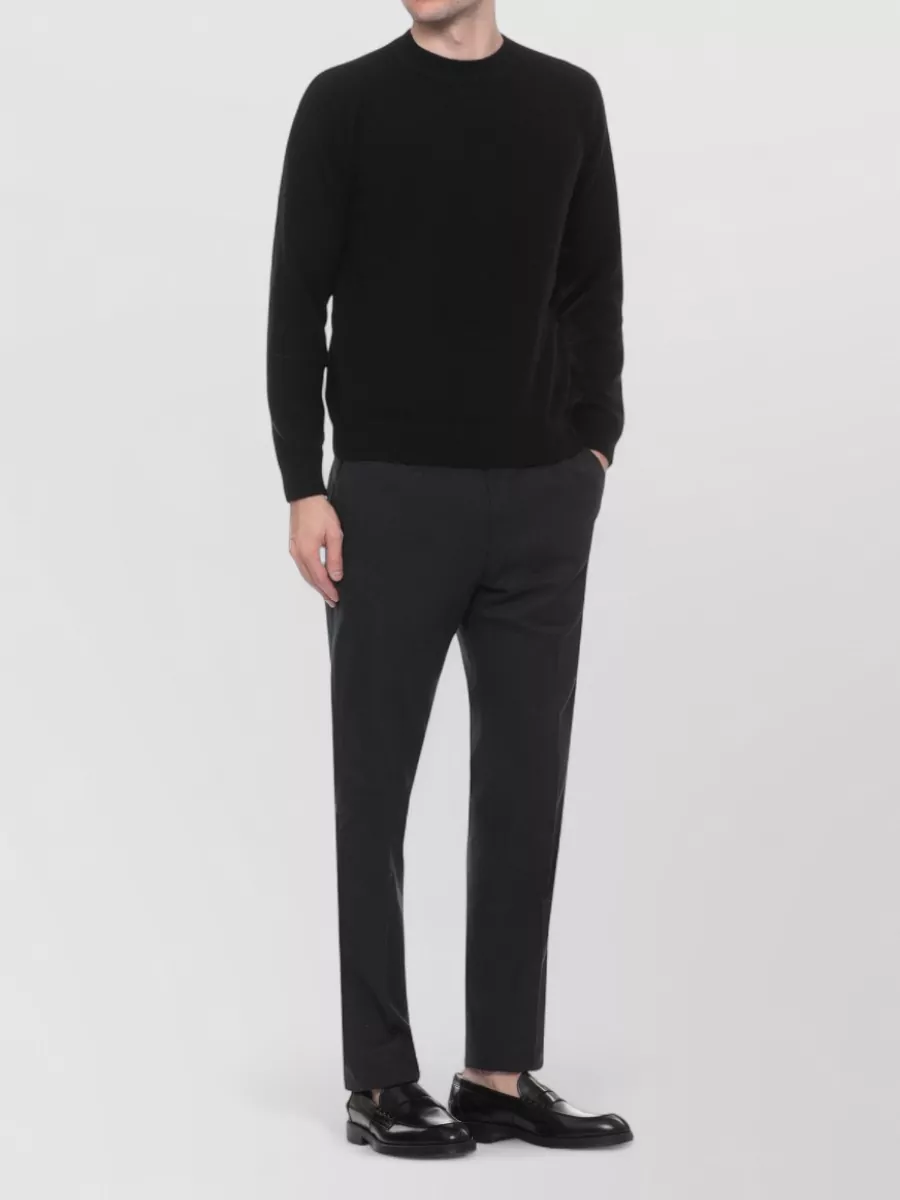 Incotex Cotton Trousers Belt Loops Rear Button Pockets