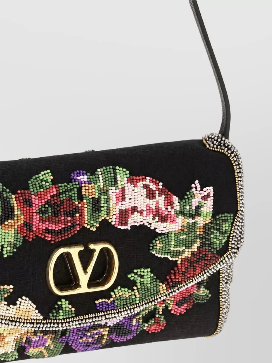 Valentino Garavani De Vain Small Linen Clutch Bag