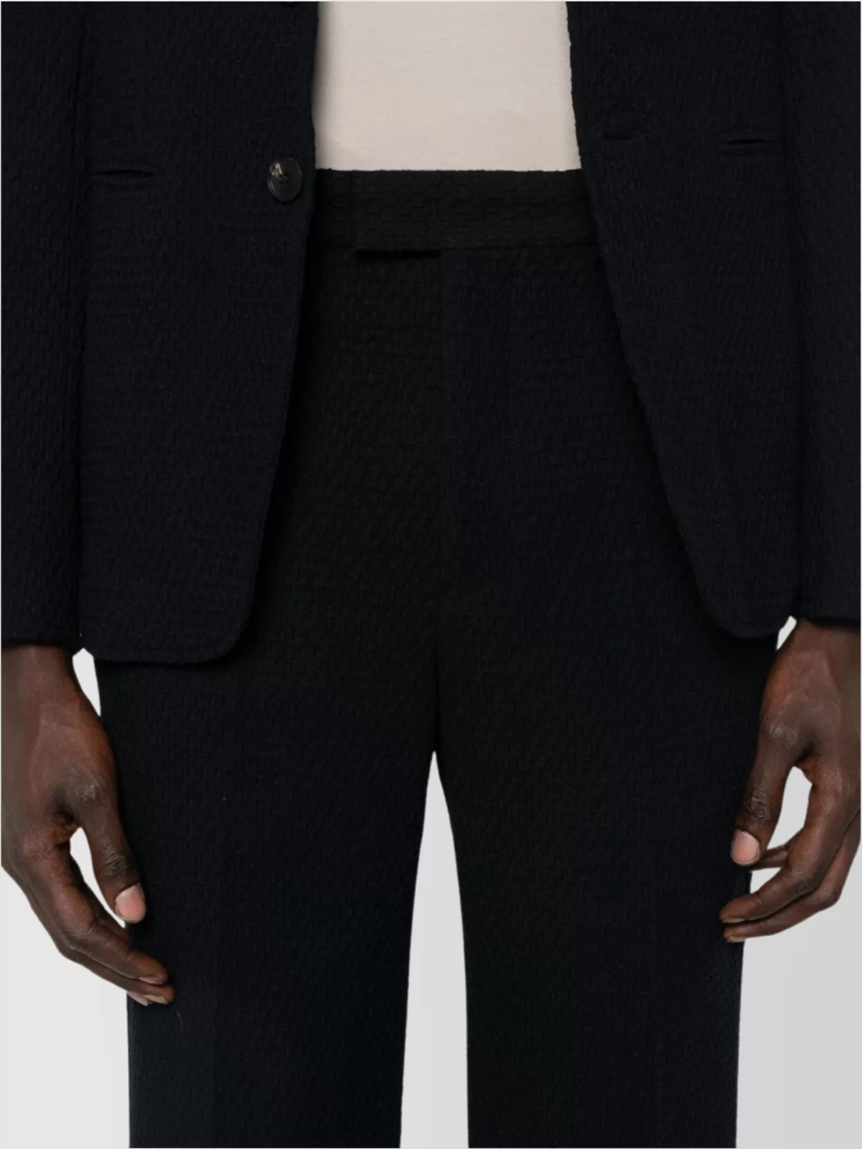 Emporio Armani Wool Trousers In Textured Fabric