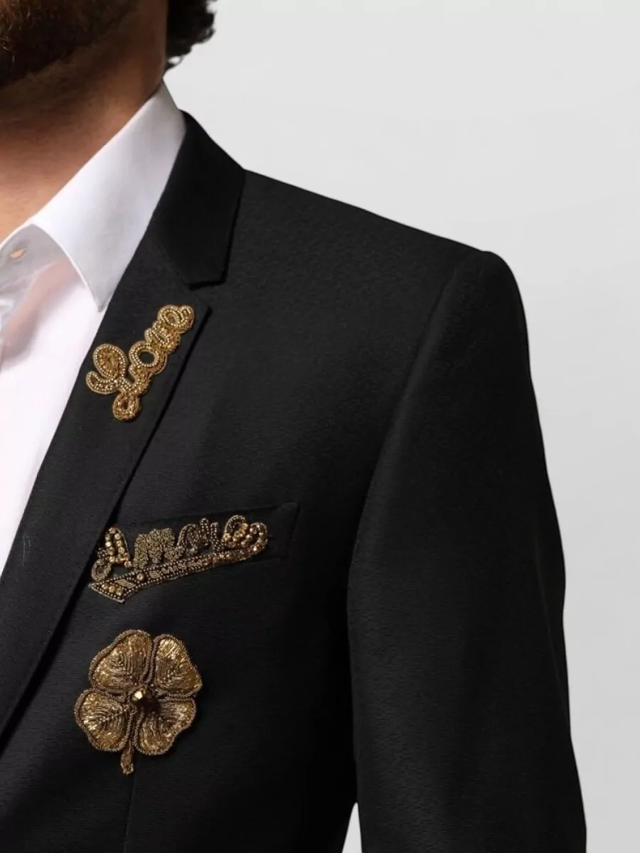 Dolce&Gabbana Virgin Wool Embellished Single Breasted Suit