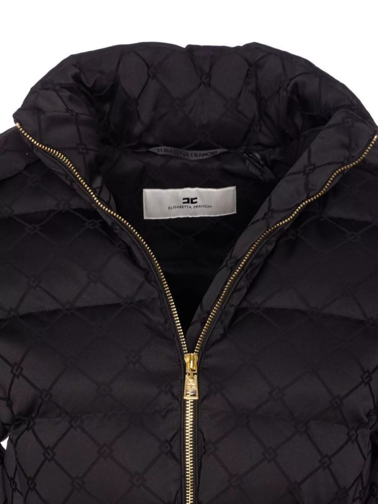 Elisabetta Franchi Quilted Down Jacket Removable Hood