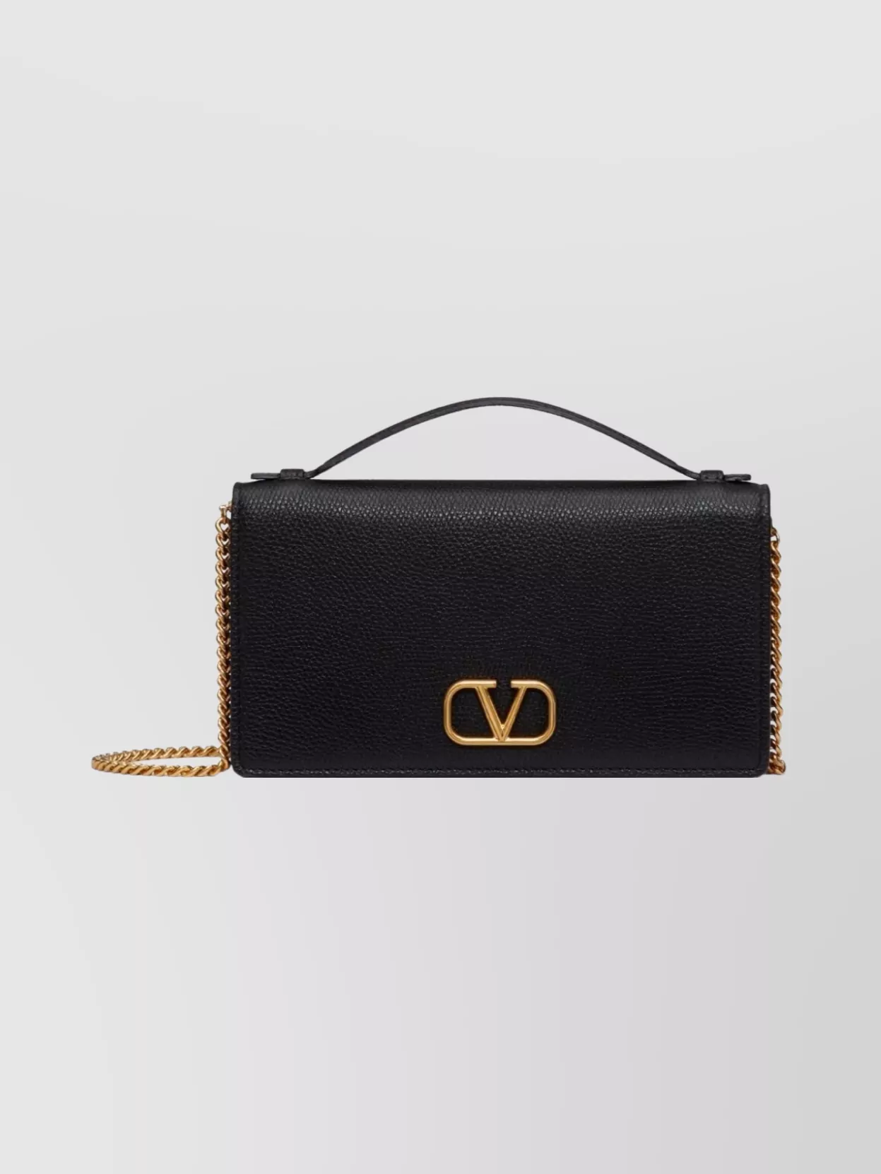 Valentino Chain Strap Leather Logo Clutch