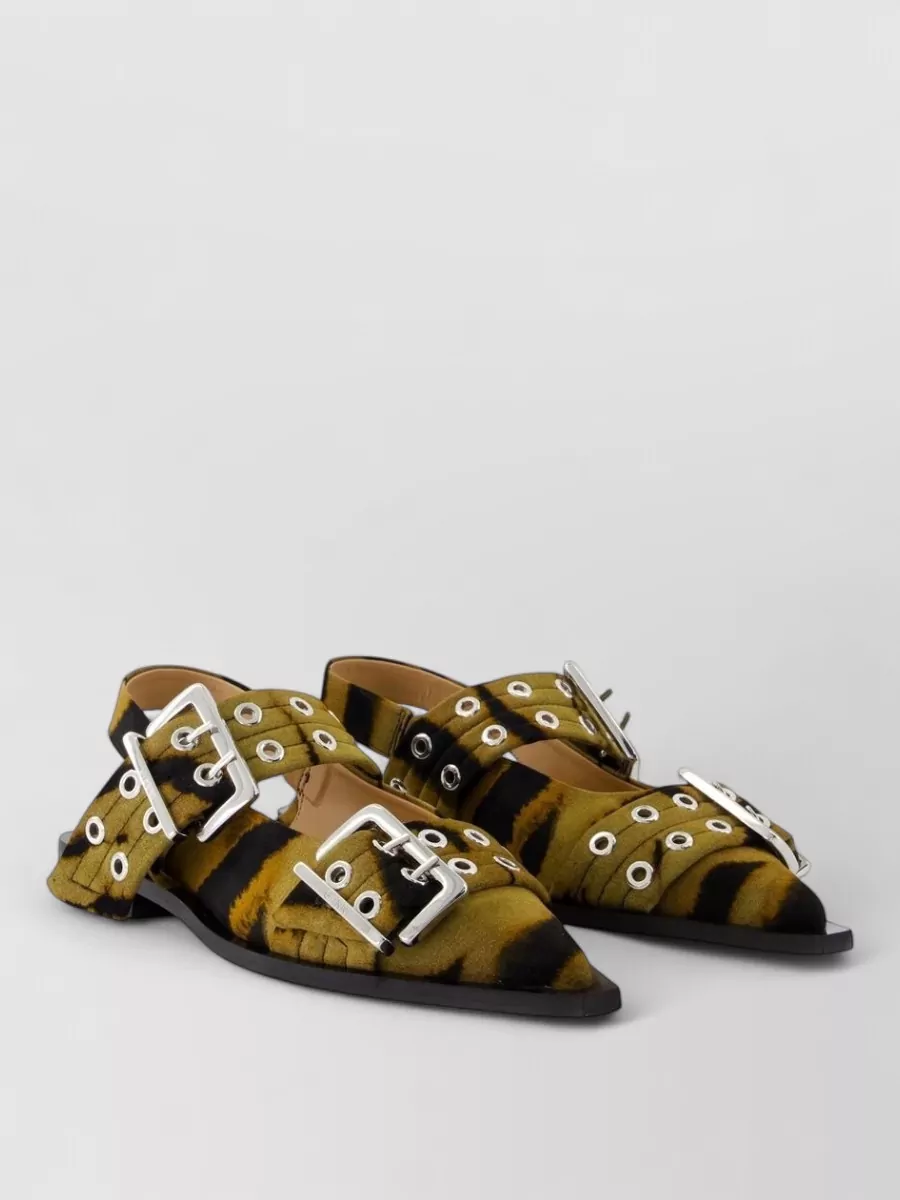 Ganni Zebra-print buckle sandals