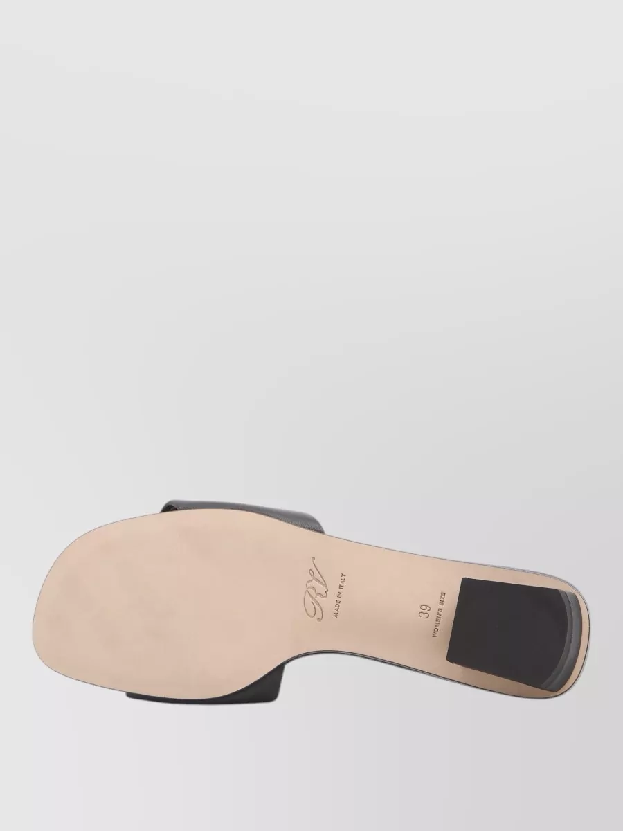 Roger Vivier Leather Slides Mule Buckle Square Toe