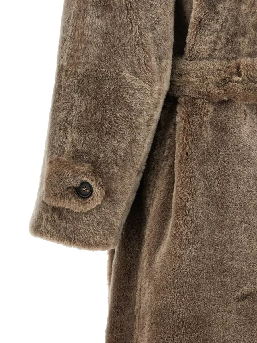 Brunello Cucinelli Shearling Belted Coat