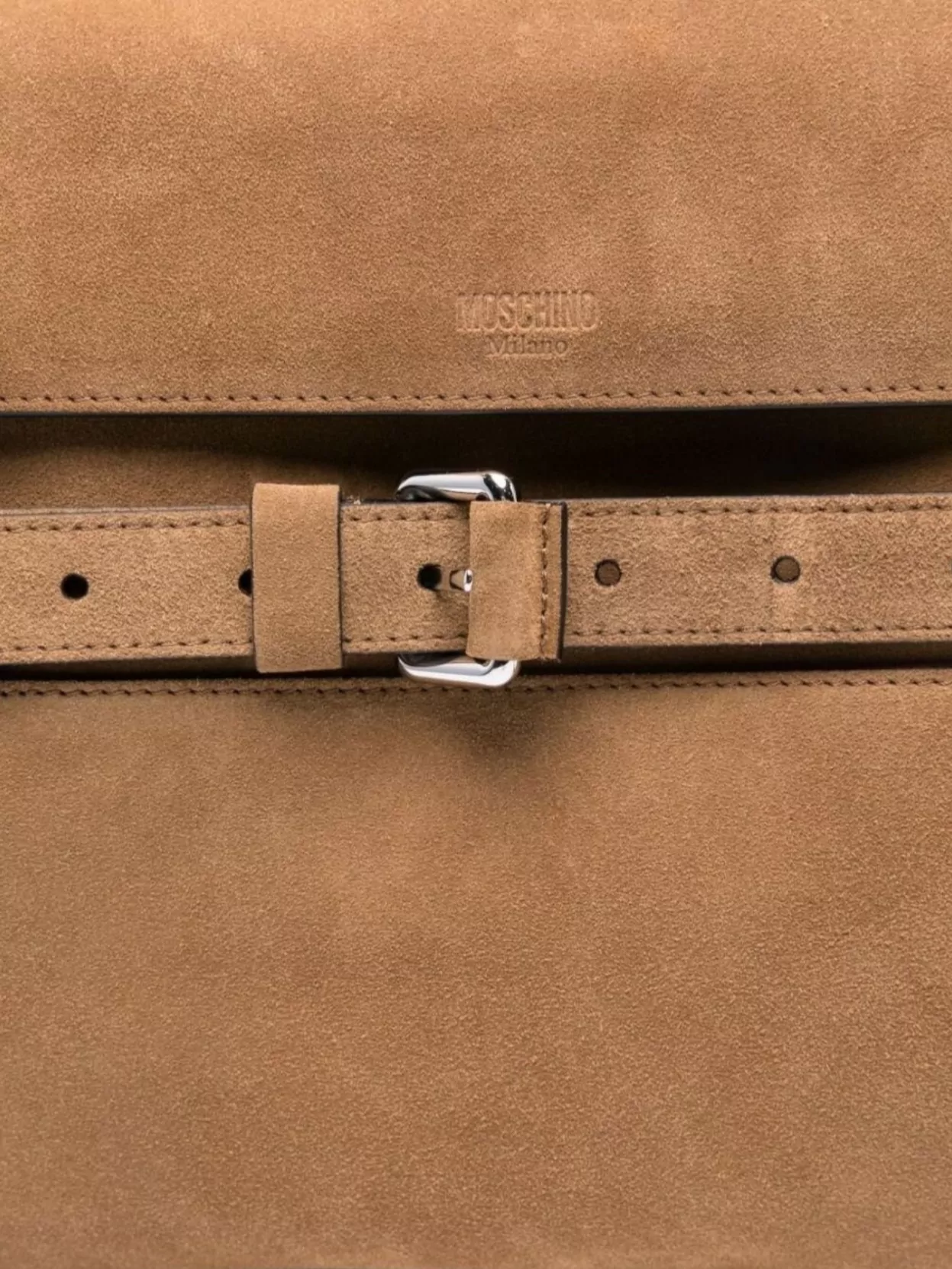 Moschino Suede Shoulder Bag Adjustable Strap