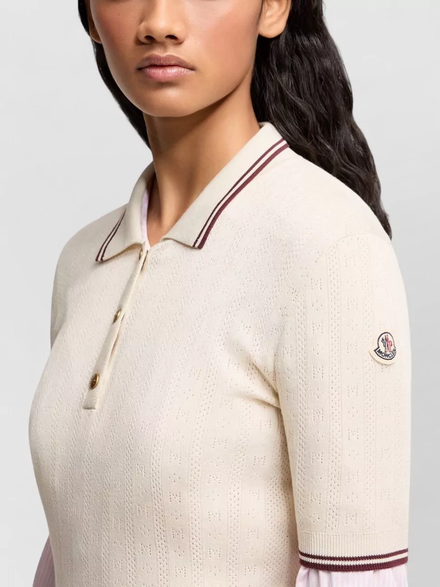 Moncler Rhombus Logo Pattern Cotton Polo Shirt