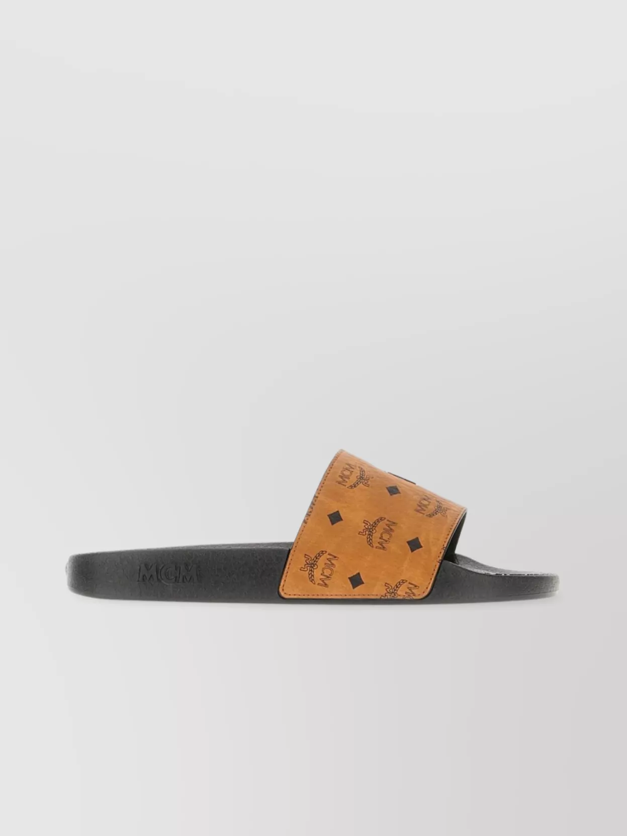 Mcm Canvas Slippers Logoed Plate