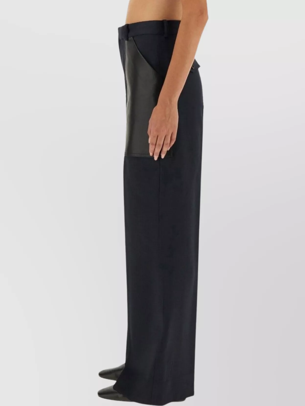 Bottega Veneta High Waist Wide Leg Trousers In Black