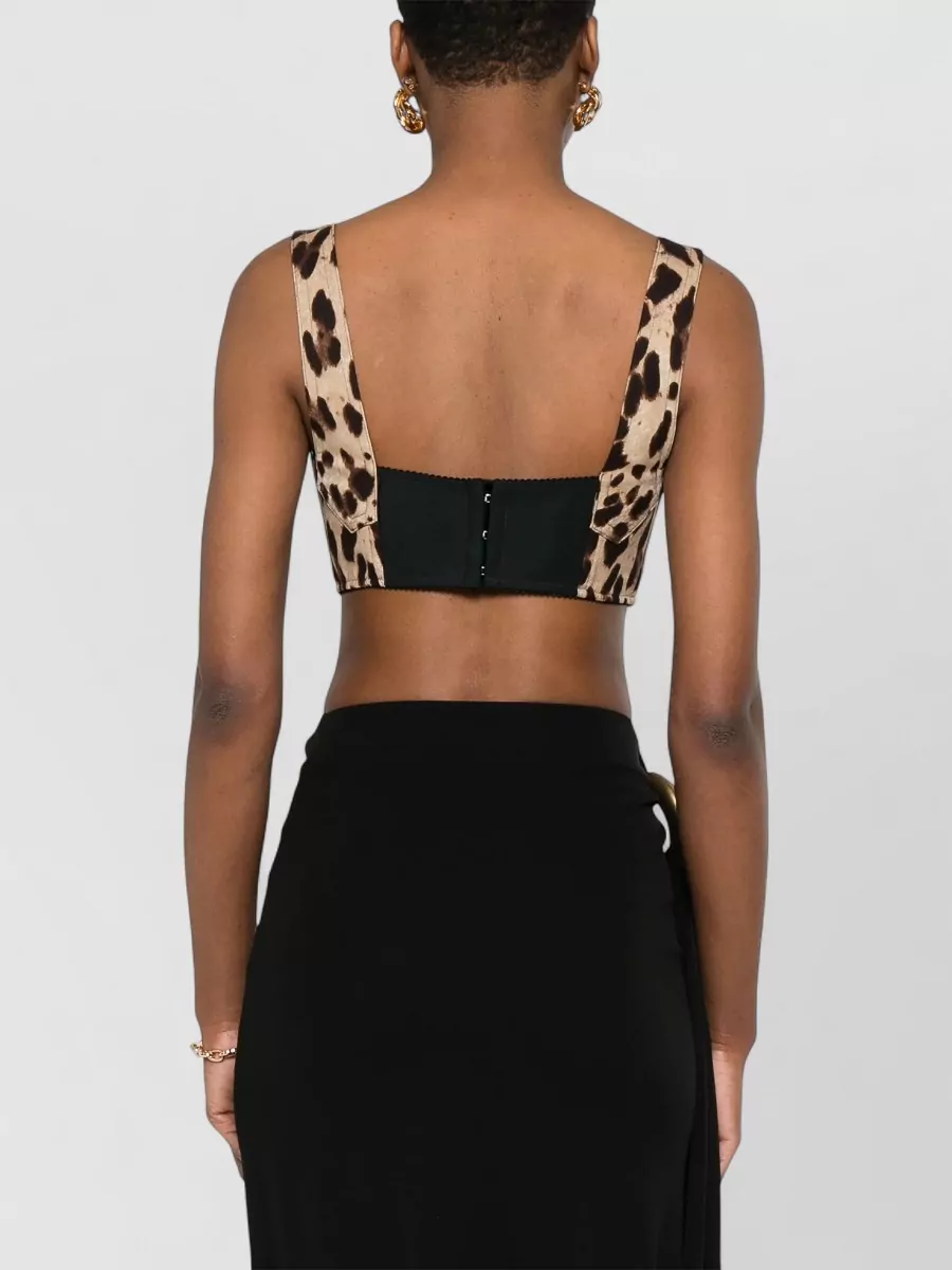 Dolce&Gabbana Silk Leopard-Print Bustier Top