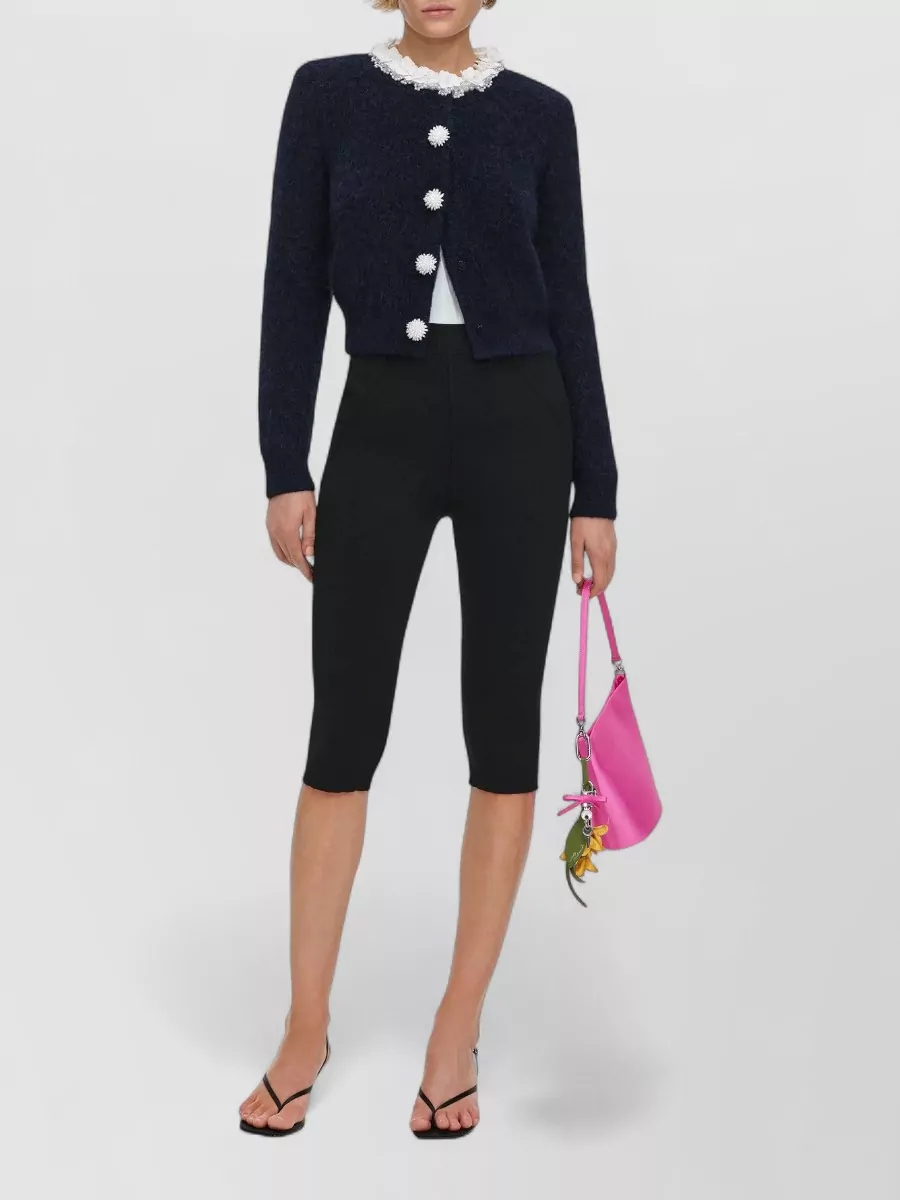 Self-Portrait alpaca-blend cropped embellished cardigan