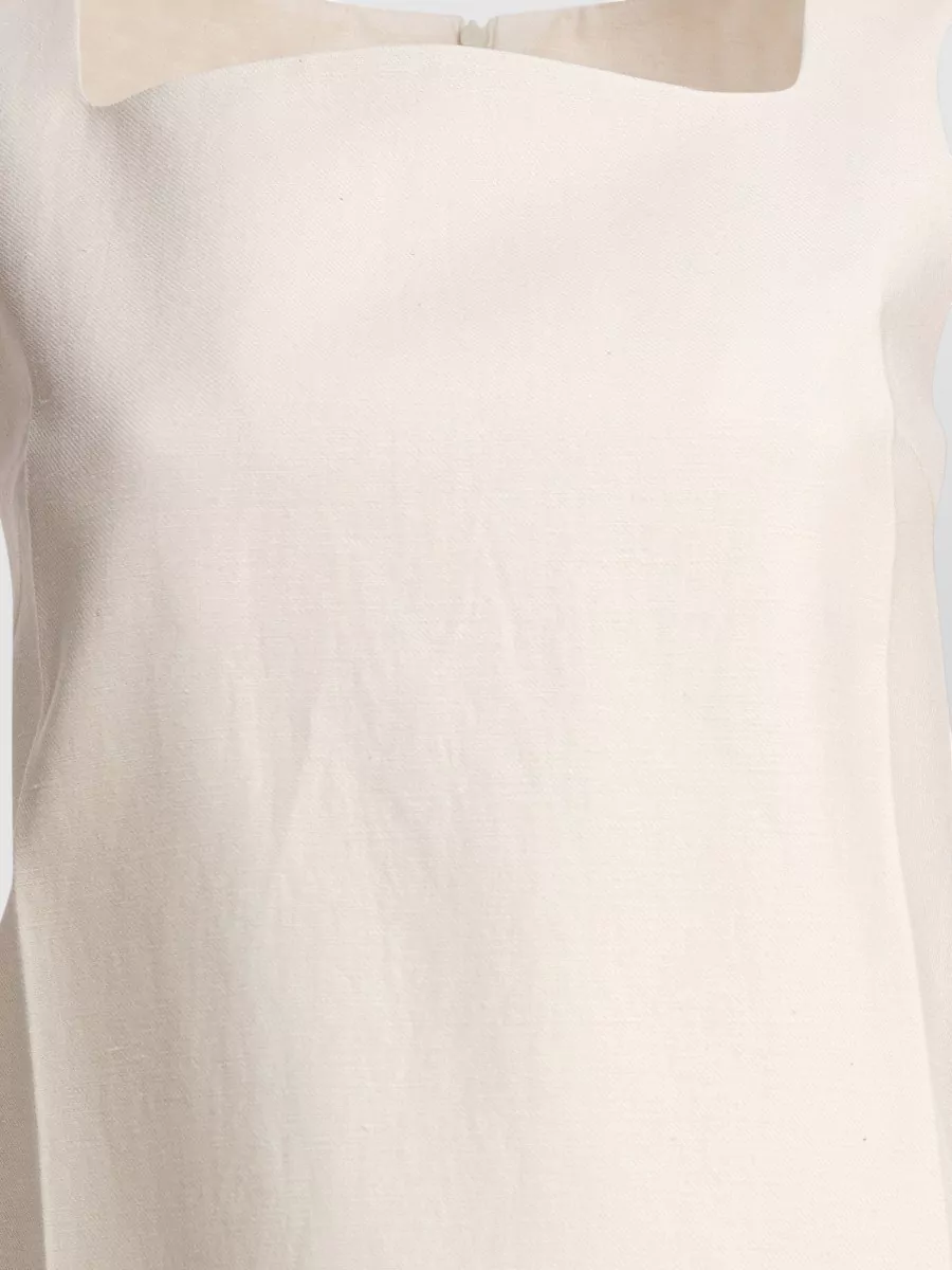 Sandbeige Linen Mini Dress