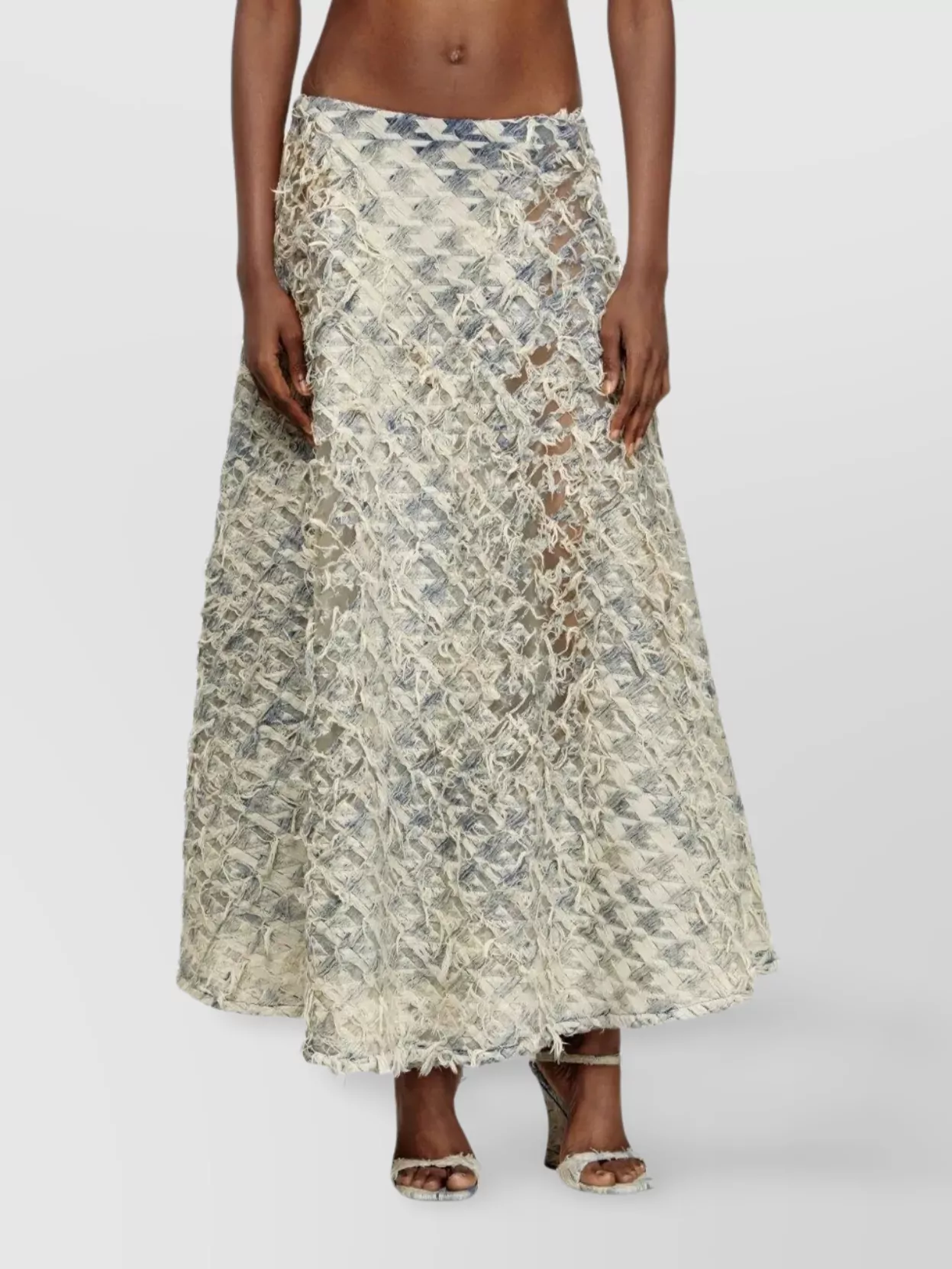 Diesel High Waist A-Line Skirt With Dévoré Effect