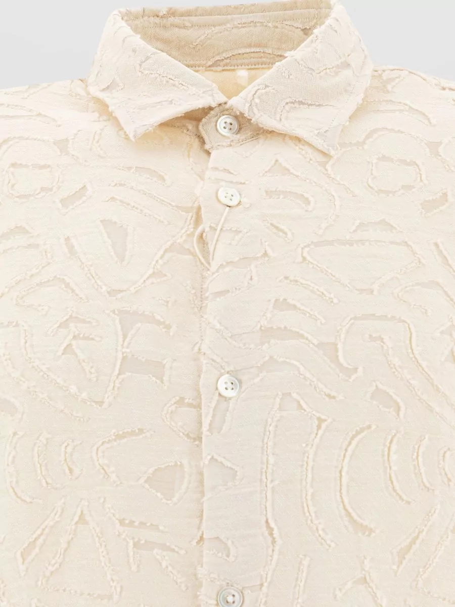 Nn07 Freddy Shirt Tailored Collar Short Sleeves Texture In Neutral
