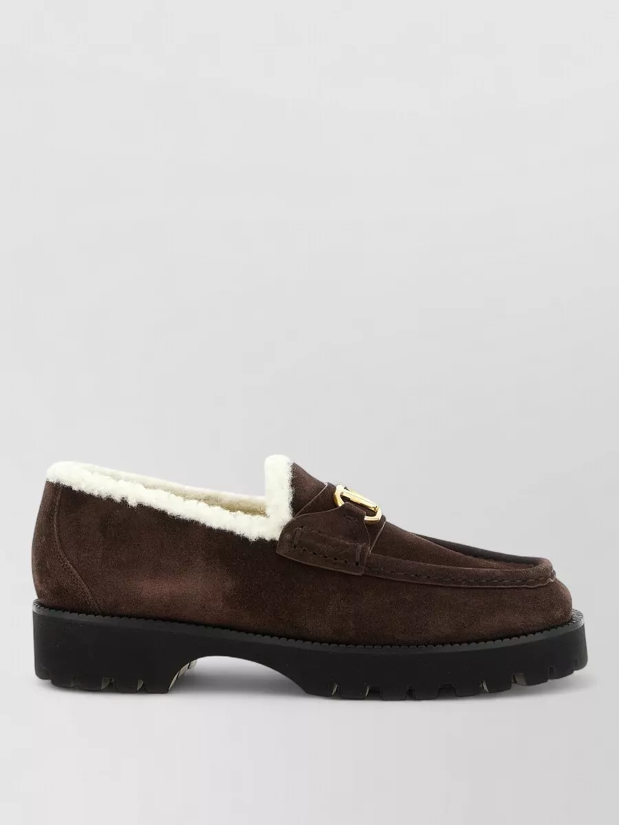 Valentino Garavani leather shearling-lined loafers
