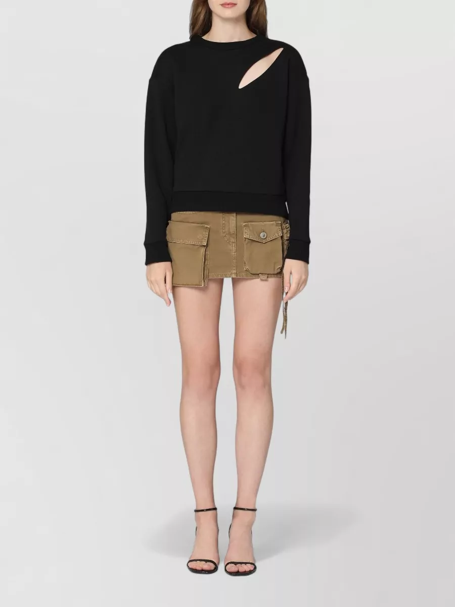 Mc Queen Cotton Cutout Crew-Neck Sweatshirt