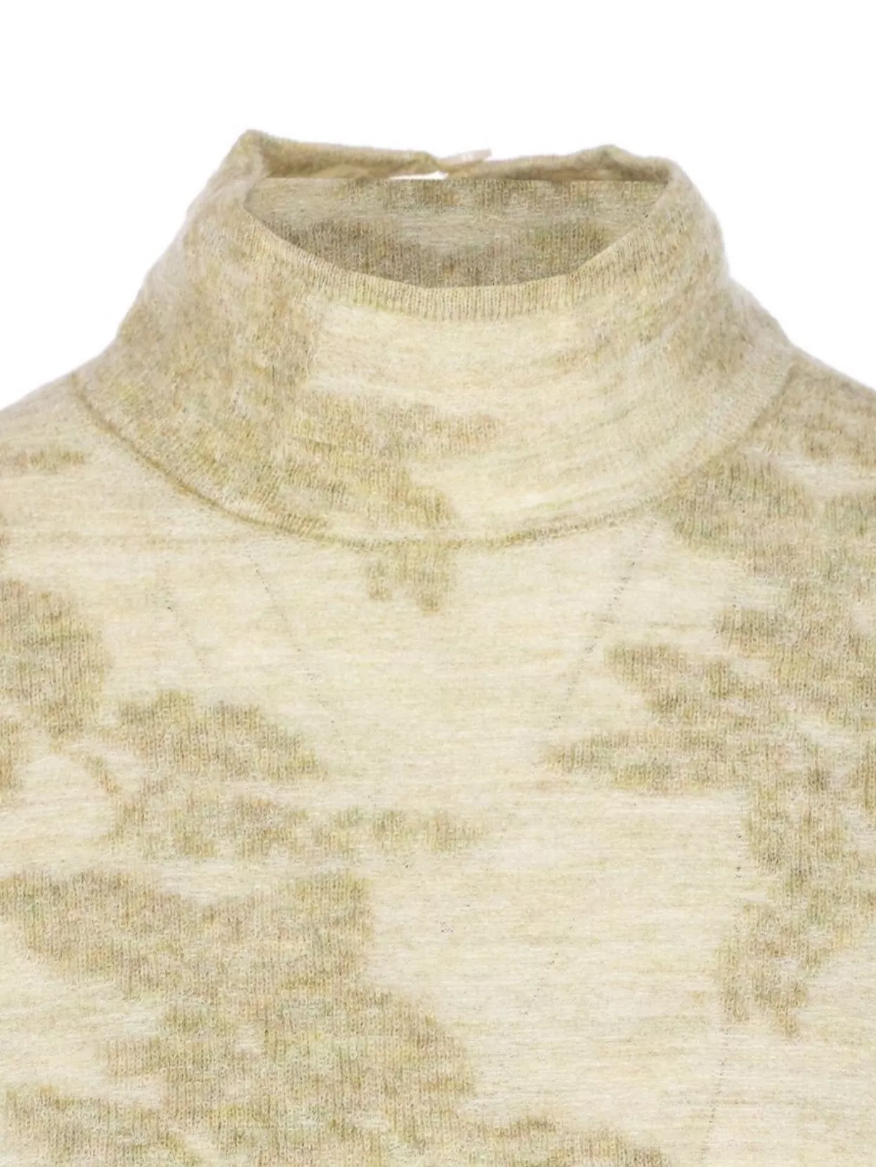 Ganni Back Button Floral Knit High Neck Sweater
