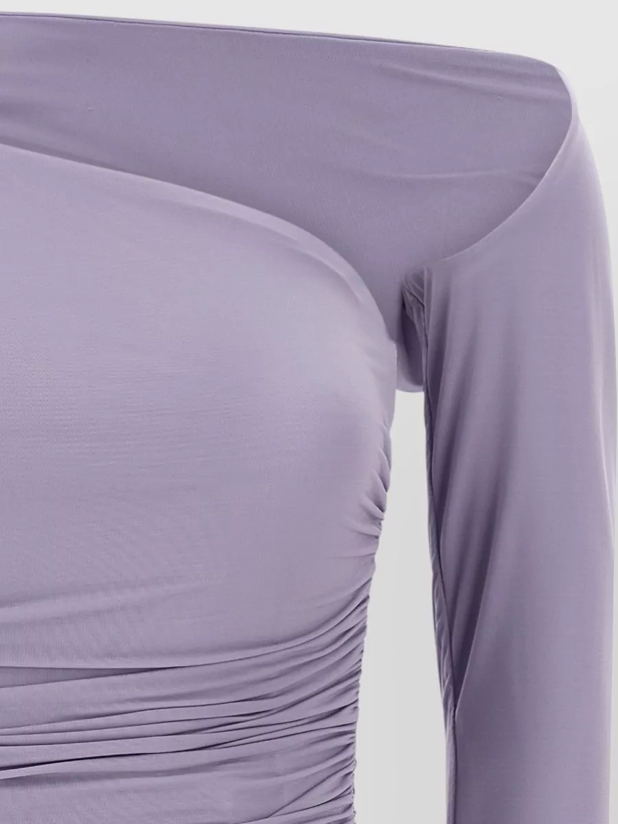 Elisabetta Franchi One Shoulder Ruched Long Sleeve Top