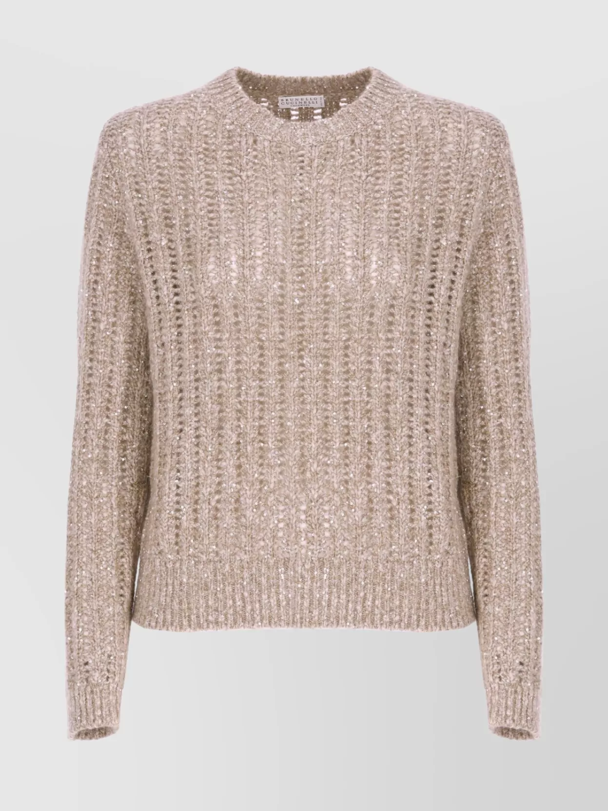 Brunello Cucinelli Sequin Embellished Knit Sweater In Neutral