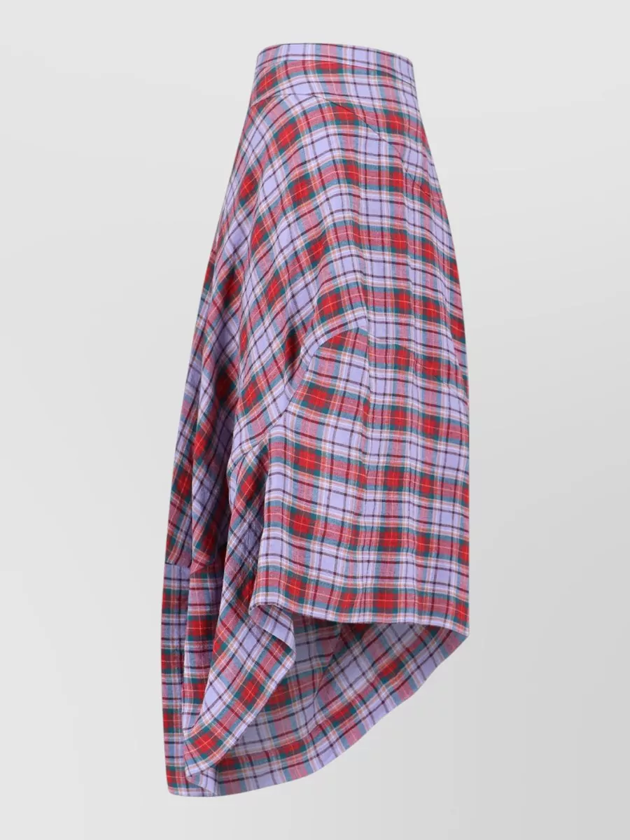 Vivienne Westwood Plaid Asymmetric Hem Knee Length Midi Skirt