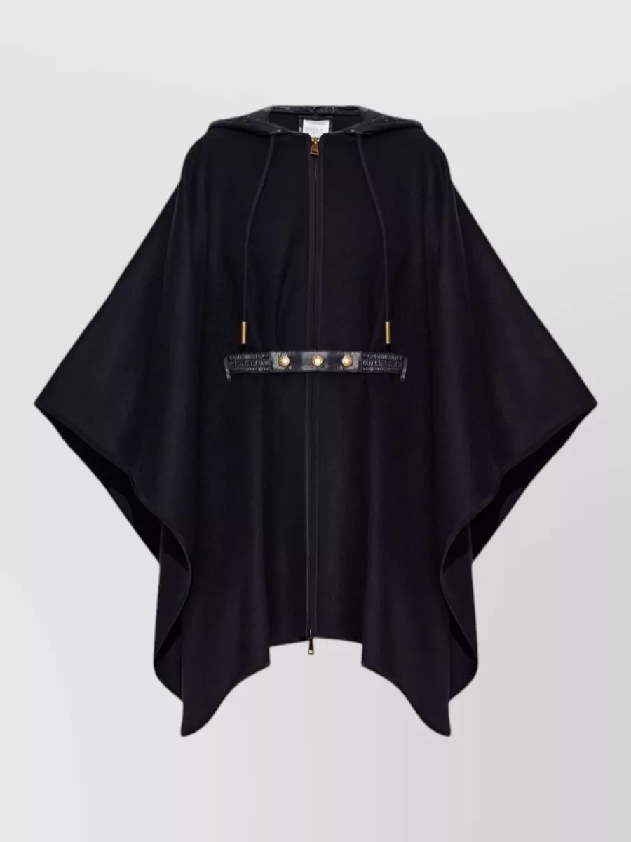 Moncler wool hooded cape