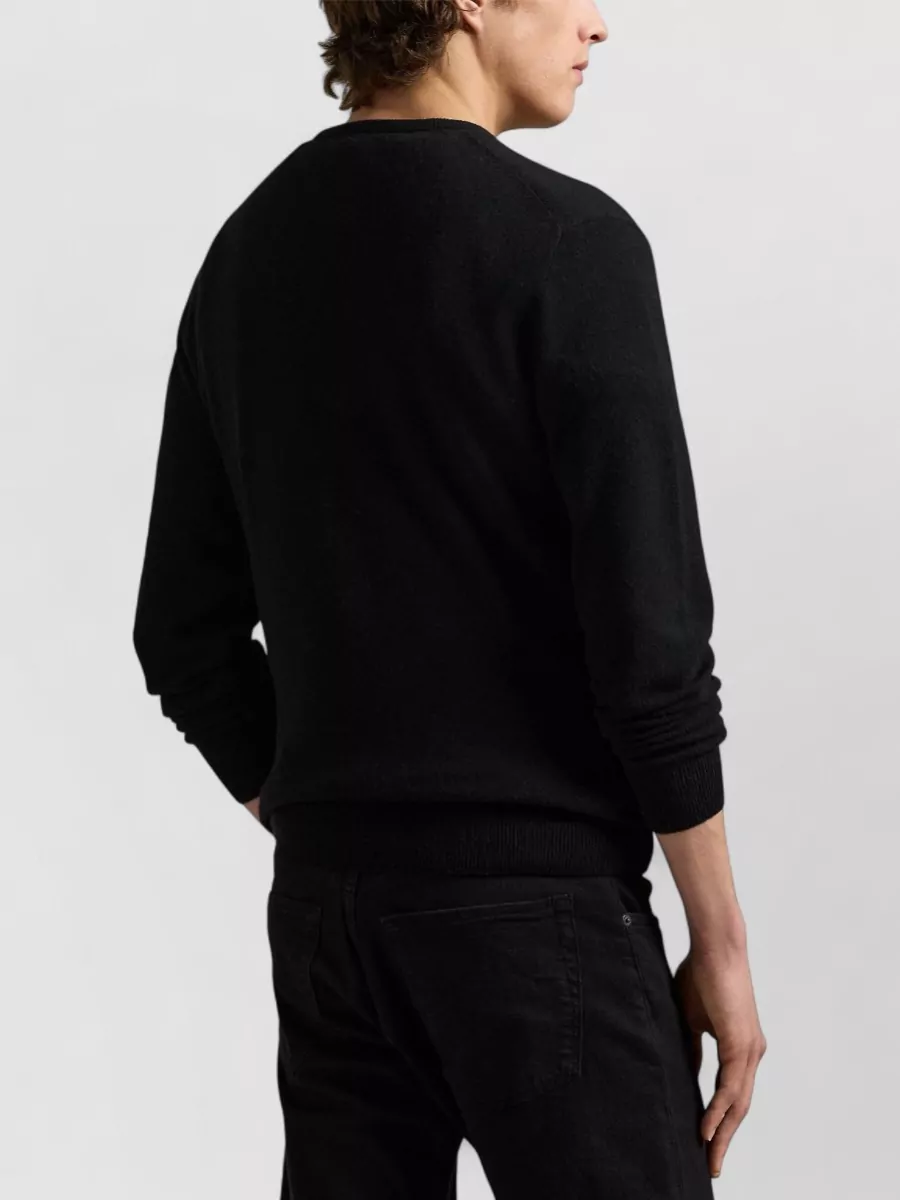 Ralph Lauren Logo Knit Sweatshirt Ribbed Cuffs Hem Neckline