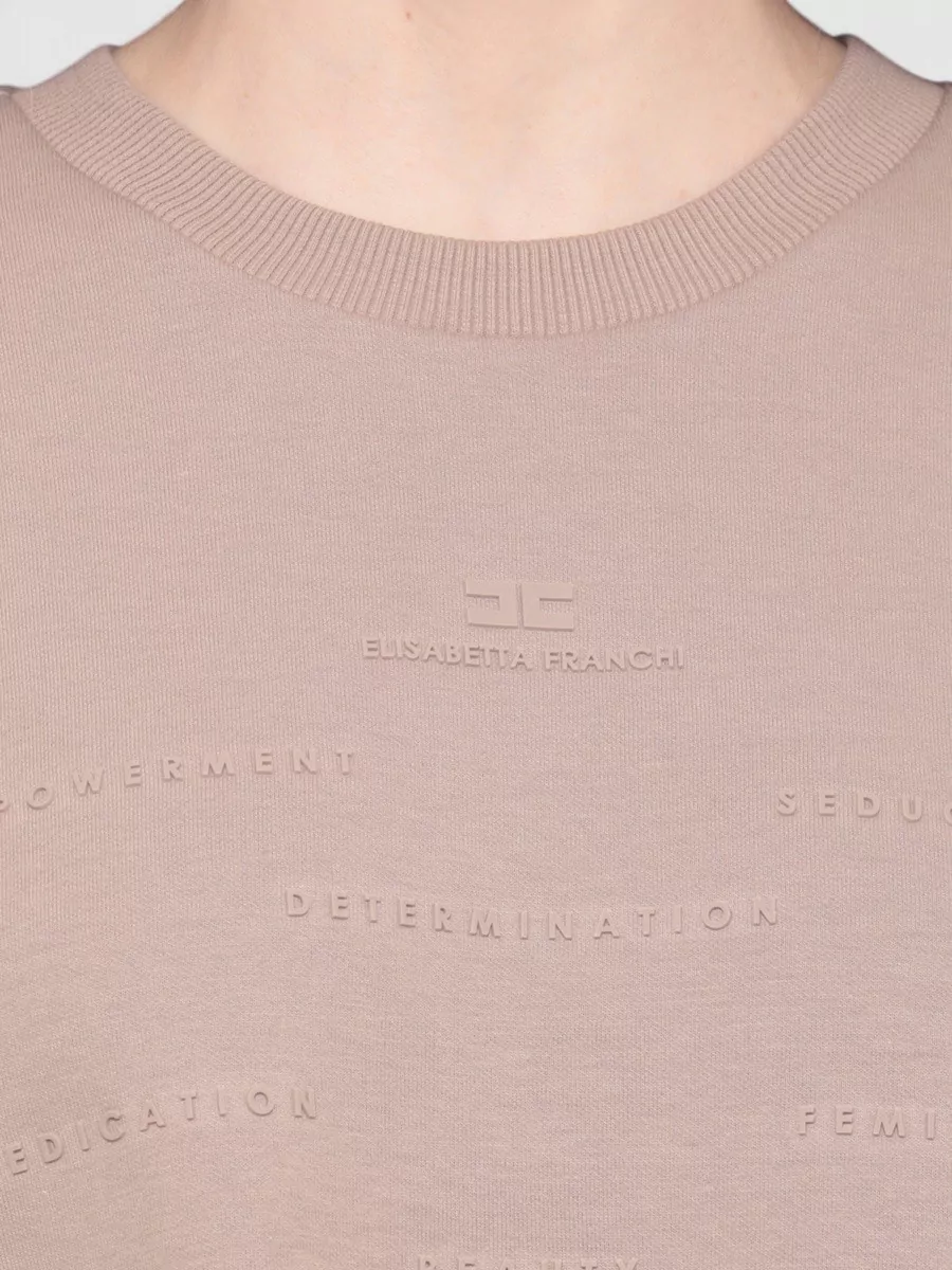 Elisabetta Franchi Cotton Crewneck Short-Sleeve Knitted Top