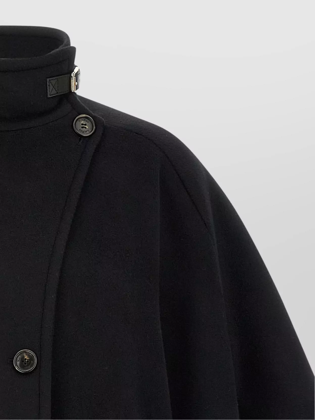 Max Mara Button Detail Cape With High Collar In Black