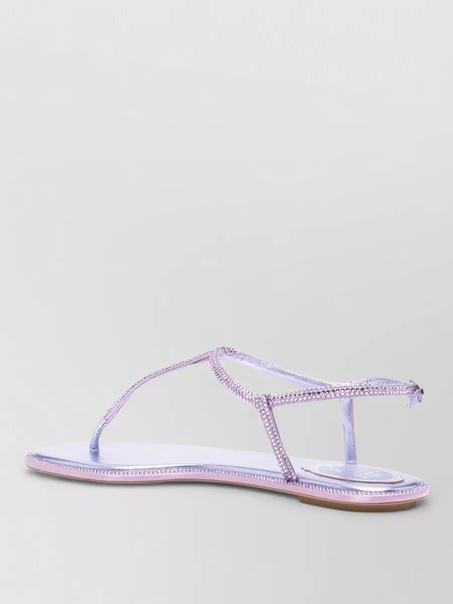 Rene Caovilla Satin Rhinestone Thong Sandals