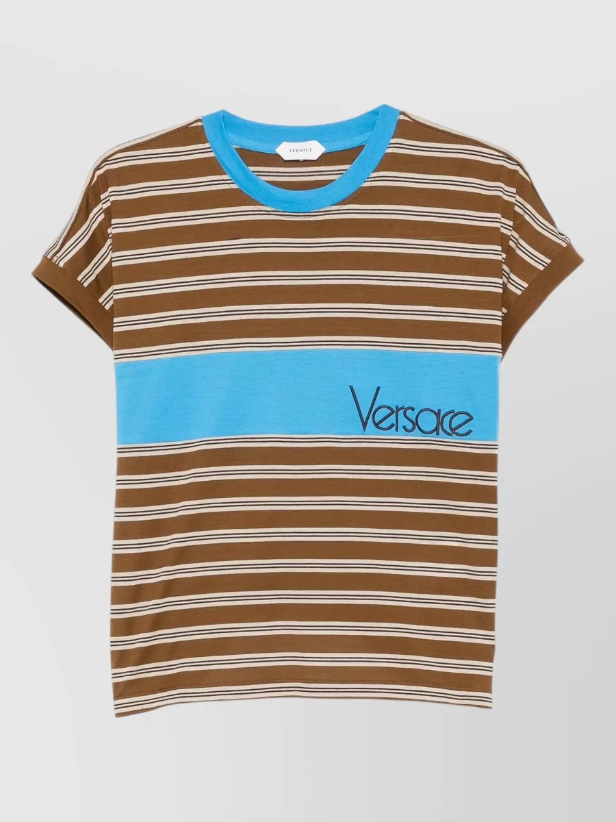 Versace Striped cotton short-sleeve crew-neck t-shirt