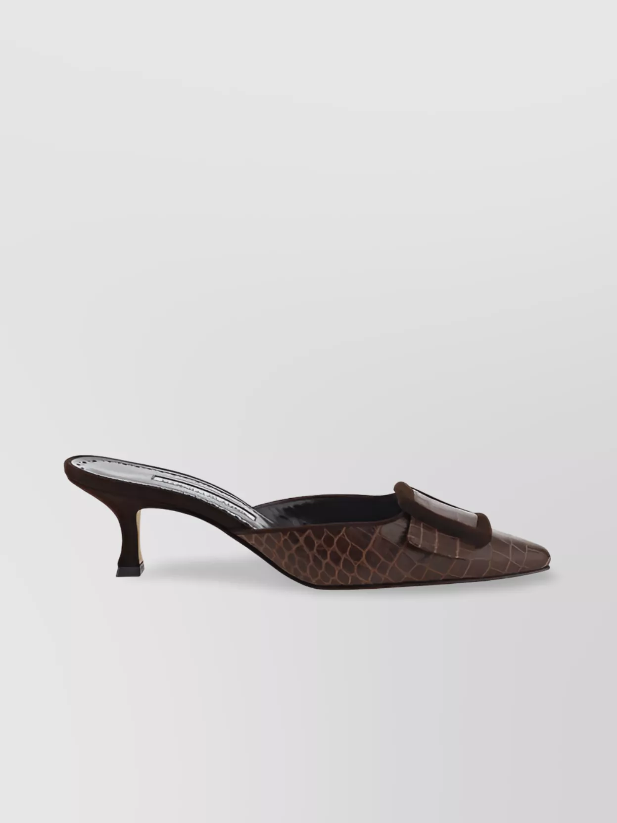 Shop Manolo Blahnik Bow Detail Croc-effect Leather Pumps