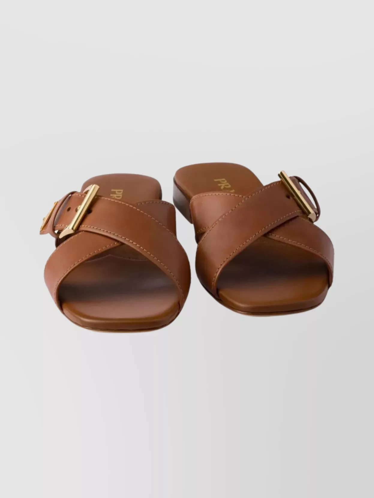 Prada Cross Strap Flat Slides Buckle