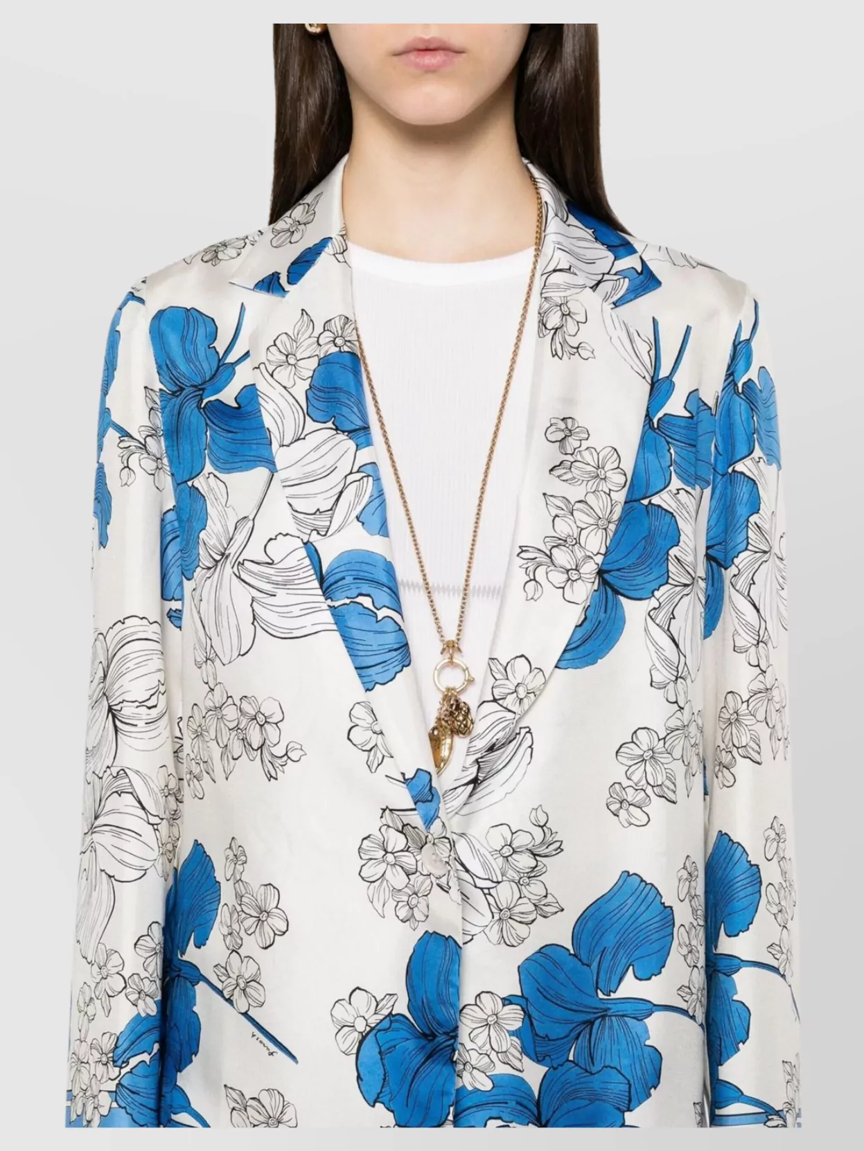 Parosh Floral Print Jacket Front Pockets