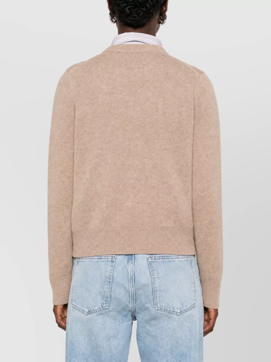 Maison Kitsuné Wool Intarsia-Knit Fox Motif Crew-Neck Long-Sleeve Jumper
