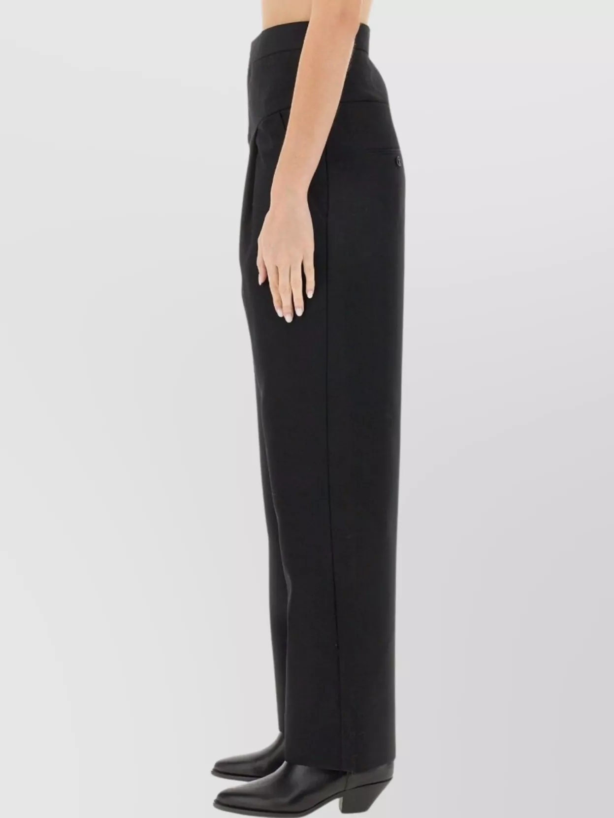 ISABEL MARANT HIGH WAIST WIDE LEG TROUSERS WITH BUTTON DETAIL