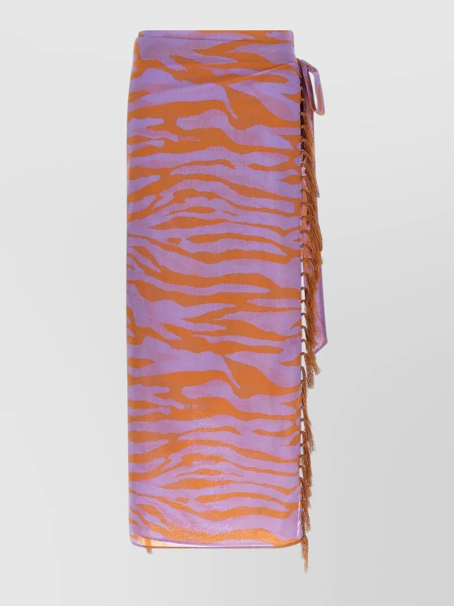 The Attico Cotton printed wrap skirt
