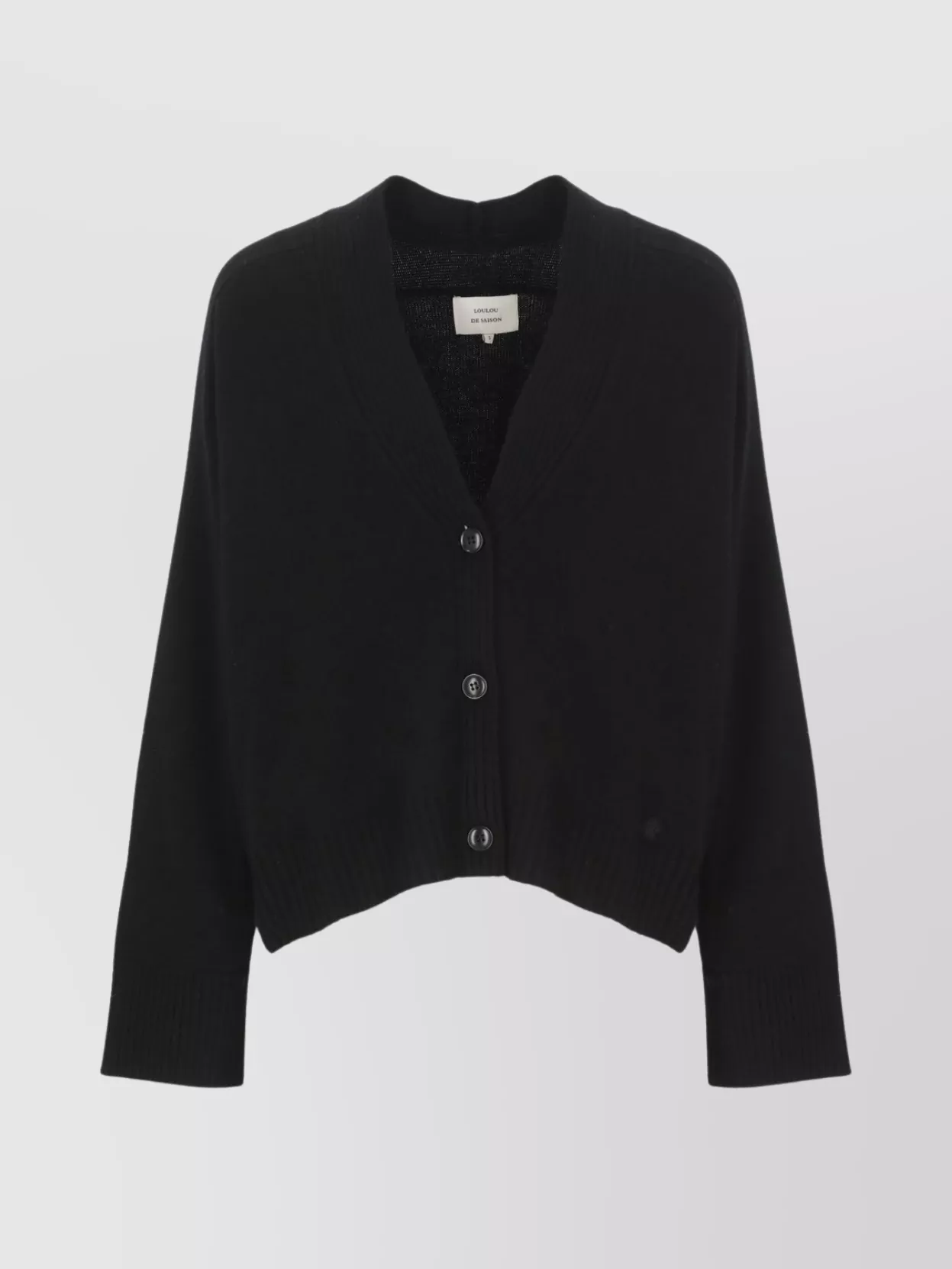 Loulou Studio Cropped V-Neck Wool Cardigan With Long Sleeves