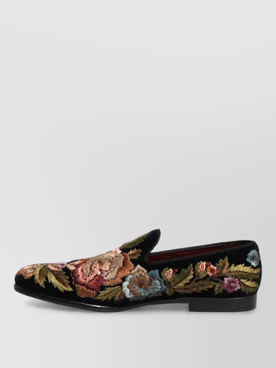 Dolce&Gabbana Velvet Floral Embroidered Loafers