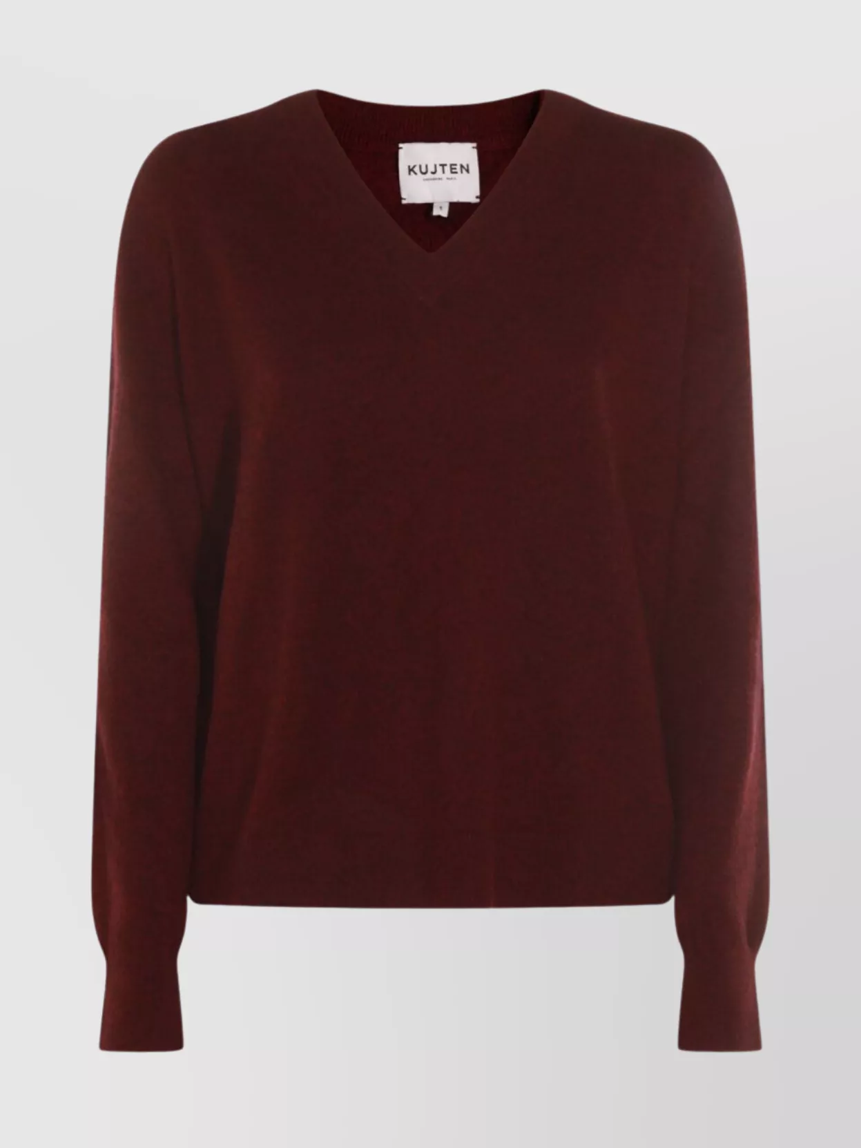 Kujten V-neck Long Sleeve Knitwear With Ribbed Cuffs And Hem In Red