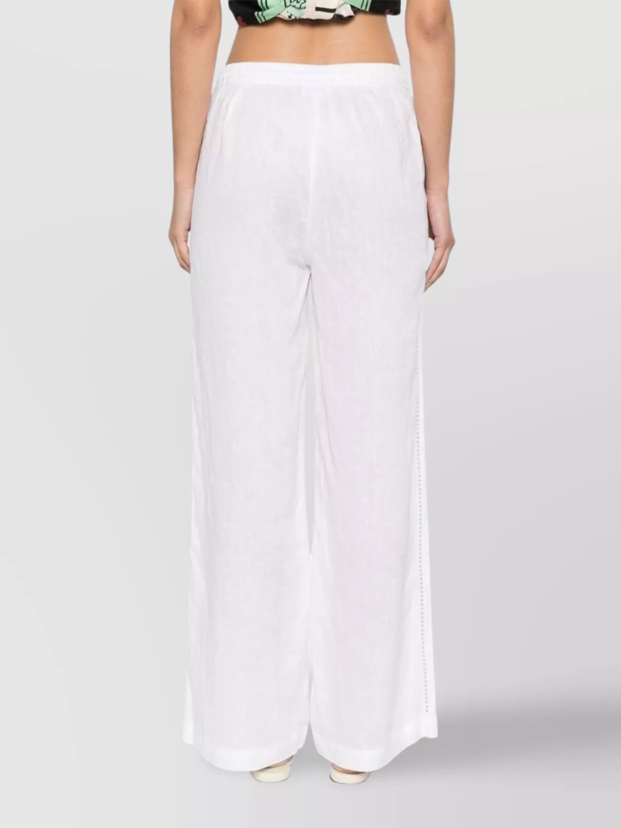 P.a.r.o.s.h Wide Leg Sheer Fabric Trousers With Crochet Detailing
