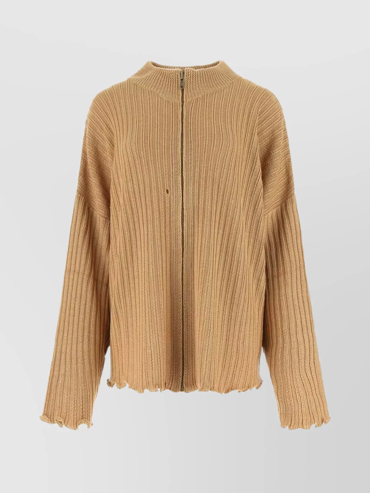 Shop Maison Margiela Oversized Knit Cardigan With Long Sleeves And Ribbed Texture