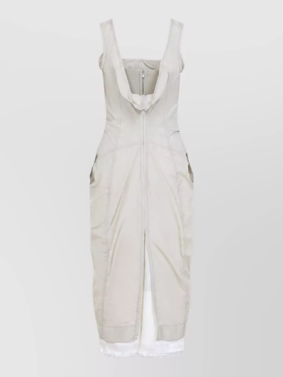 Bottega Veneta Silk Sleeveless Draped Asymmetric Midi Dress